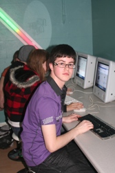 One young man takes time out in the computer suite at Lisburn Cathedral halls.